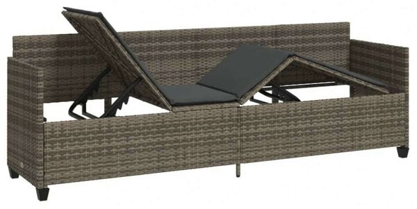 VidaXL szürke polyrattan napozóágy párnával