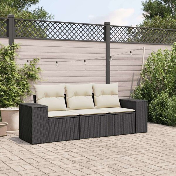 VidaXL Polyrattan Kerti Ülőgarnitúra - 3 részes - Fekete