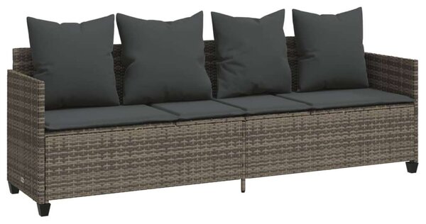 VidaXL szürke polyrattan napozóágy párnával