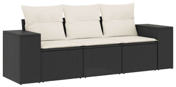 VidaXL Polyrattan Kerti Ülőgarnitúra - 3 részes - Fekete