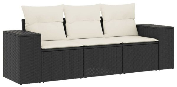 VidaXL Polyrattan Kerti Ülőgarnitúra - 3 részes - Fekete