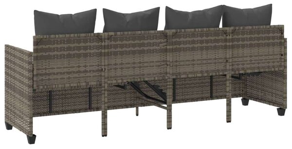 VidaXL szürke polyrattan napozóágy párnával