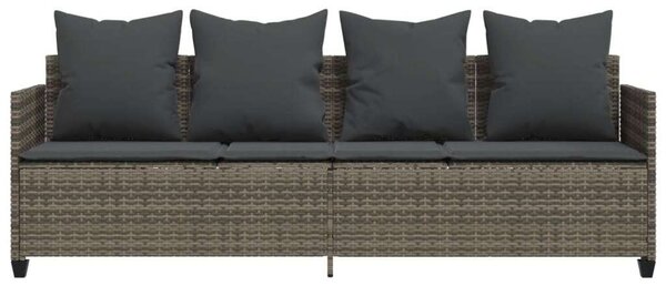 VidaXL szürke polyrattan napozóágy párnával