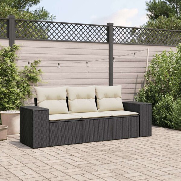 VidaXL Polyrattan Kerti Ülőgarnitúra - 3 részes - Fekete