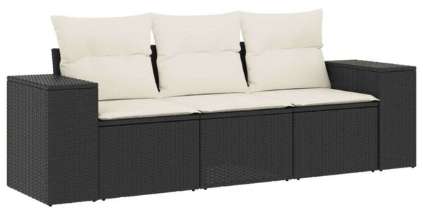 VidaXL Polyrattan Kerti Ülőgarnitúra - 3 részes - Fekete