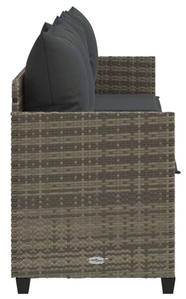 VidaXL szürke polyrattan napozóágy párnával