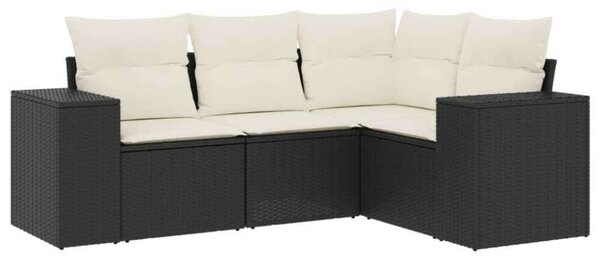 VidaXL Polyrattan Kerti Ülőgarnitúra - 4 részes - Fekete