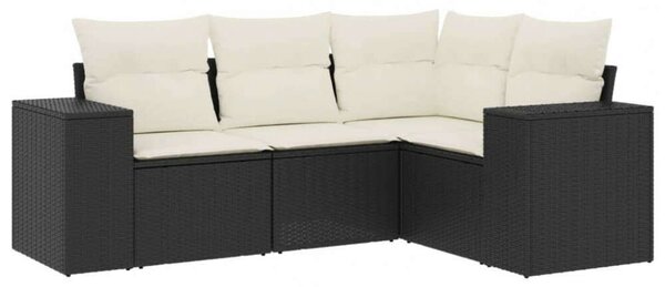 VidaXL Polyrattan Kerti Ülőgarnitúra - 4 részes - Fekete