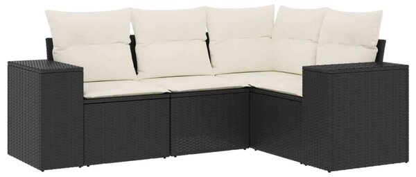 VidaXL Polyrattan Kerti Ülőgarnitúra - 4 részes - Fekete
