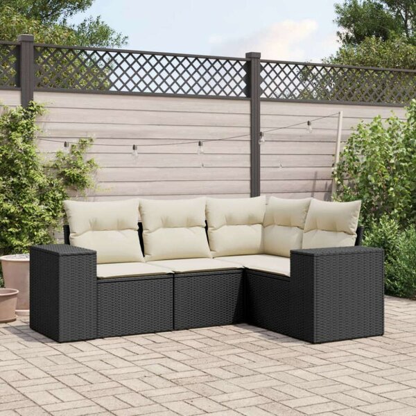 VidaXL Polyrattan Kerti Ülőgarnitúra - 4 részes - Fekete