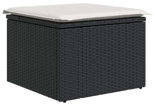 VidaXL 11 részes fekete polyrattan kerti ülőgarnitúra párnákkal