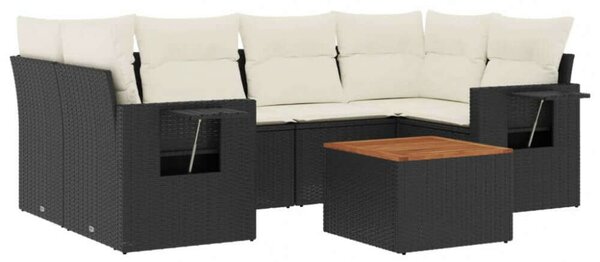 VidaXL Polyrattan Kerti Ülőgarnitúra - 7 részes - Fekete