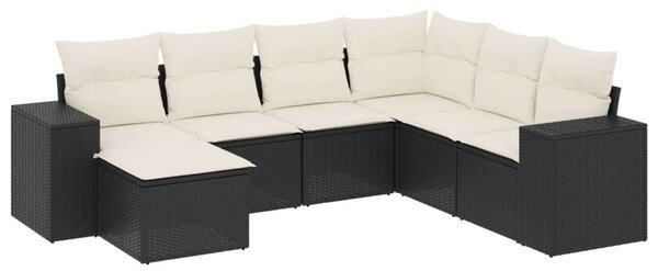 Polyrattan Kerti Ülőgarnitúra - 7 részes - Fekete