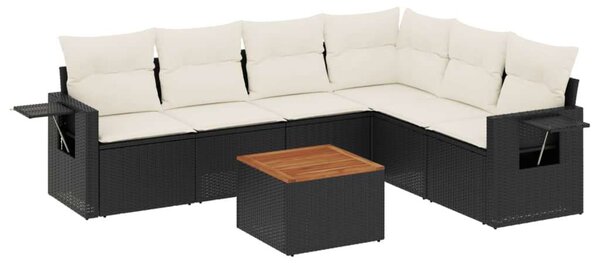 VidaXL Polyrattan Kerti Ülőgarnitúra - 7 részes - Fekete