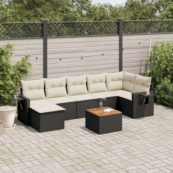 VidaXL Polyrattan Kerti Ülőgarnitúra - 8 részes - Fekete
