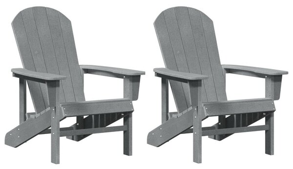 Adirondack székek 2 db Világosszürke 74x82x90 cm HDPE