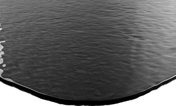 DELIFE Étkezőasztal Edge hajóformájú 240x120 domborított üveg füstfekete 3D design kereszt láb téglalap fekete