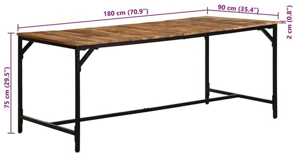 Tömör nyers mangófa étkezőasztal 180x90x75 cm