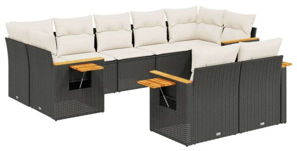 VidaXL Polyrattan Kerti Ülőgarnitúra - 9 részes - Fekete