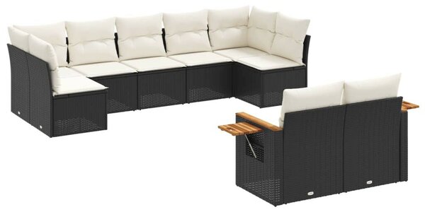 VidaXL Polyrattan Kerti Ülőgarnitúra - 9 részes - Fekete