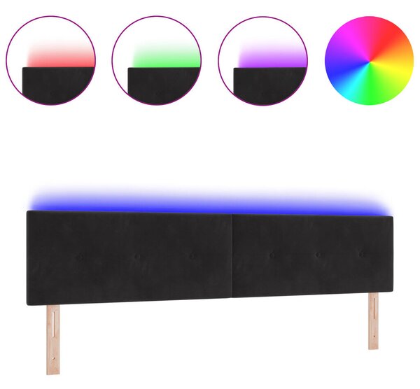 LED Fejtámla Gombos Kárpitozott Fekete 100 cm Bársony