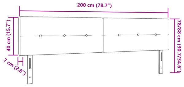LED Fejtámla Gombos Kárpitozott Fekete 100 cm Bársony