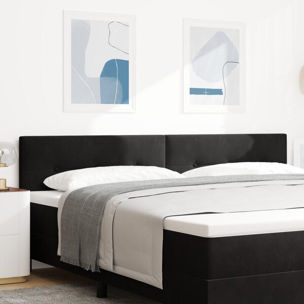 LED Fejtámla Gombos Kárpitozott Fekete 100 cm Bársony