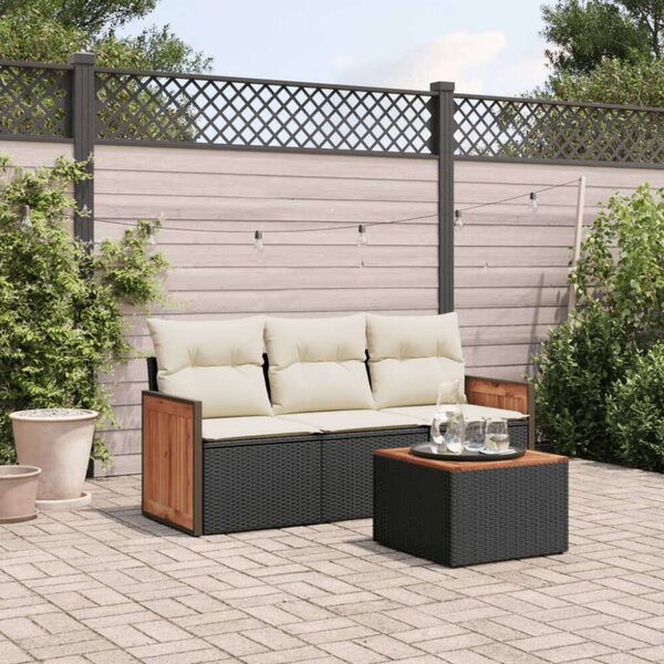 VidaXL Kerti Ülőgarnitúra - 4 részes - Fekete Polyrattan