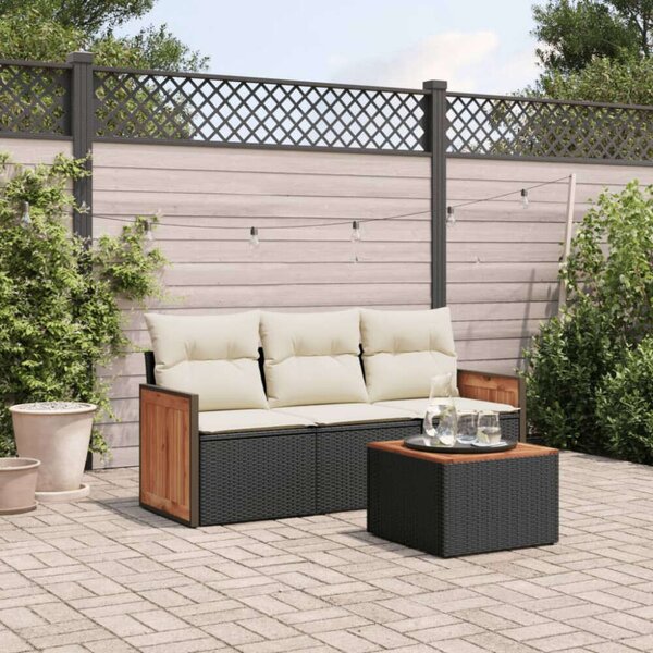 VidaXL Kerti Ülőgarnitúra - 4 részes - Fekete Polyrattan