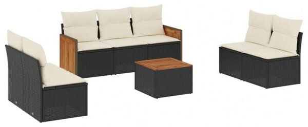 VidaXL Polyrattan Kerti Ülőgarnitúra - 8 részes - Fekete