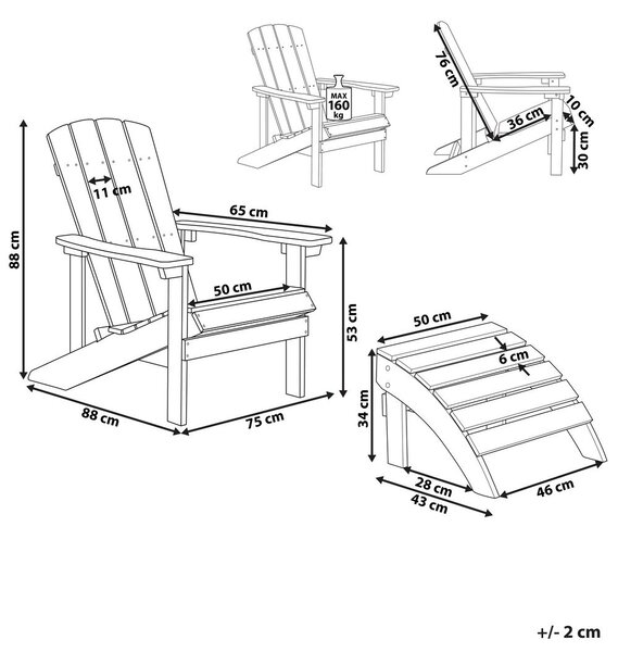 Kerti szék ADIRONDACK Fehér