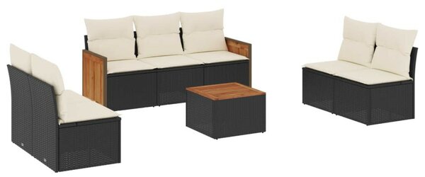 VidaXL Polyrattan Kerti Ülőgarnitúra - 8 részes - Fekete