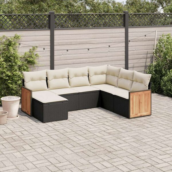 VidaXL Polyrattan Kerti Ülőgarnitúra - 7 részes - Fekete