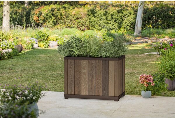 Keter Deco Rectangle Tall Walnut műanyag virágláda 76 x 45,5 x 55 cm