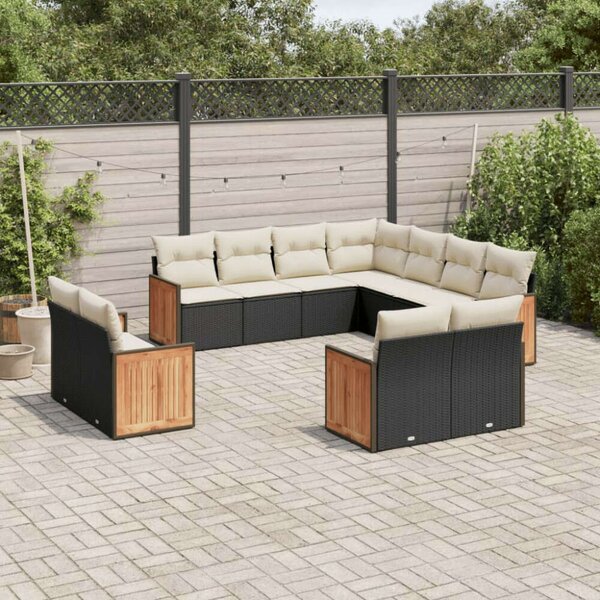 VidaXL Polyrattan Kerti Ülőgarnitúra - 11 részes - Fekete