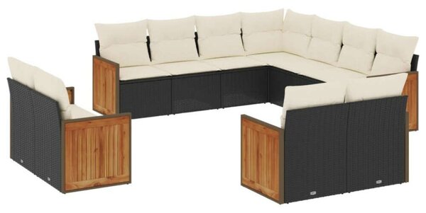 VidaXL Polyrattan Kerti Ülőgarnitúra - 11 részes - Fekete
