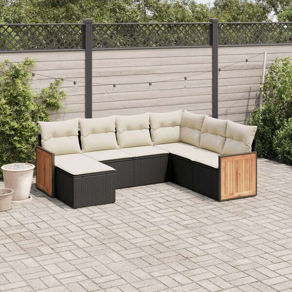 VidaXL Polyrattan Kerti Ülőgarnitúra - 7 részes - Fekete