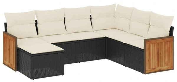 VidaXL Polyrattan Kerti Ülőgarnitúra - 7 részes - Fekete