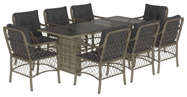 VidaXL Polyrattan Kerti Étkezőgarnitúra - 9 részes - Szürke