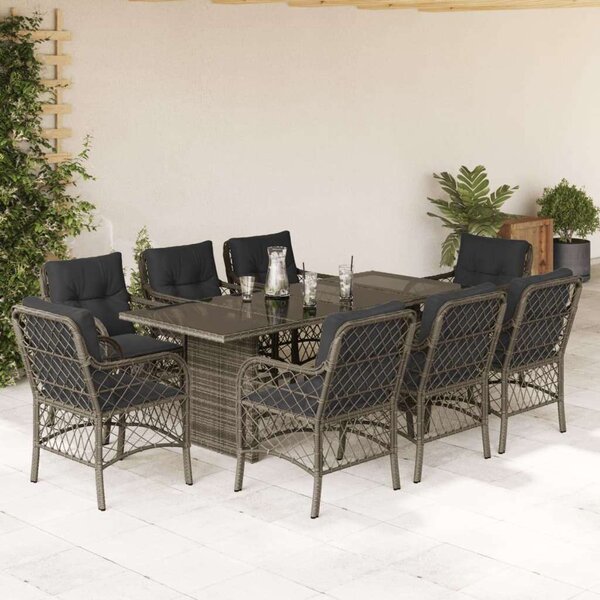 VidaXL Polyrattan Kerti Étkezőgarnitúra - 9 részes - Szürke