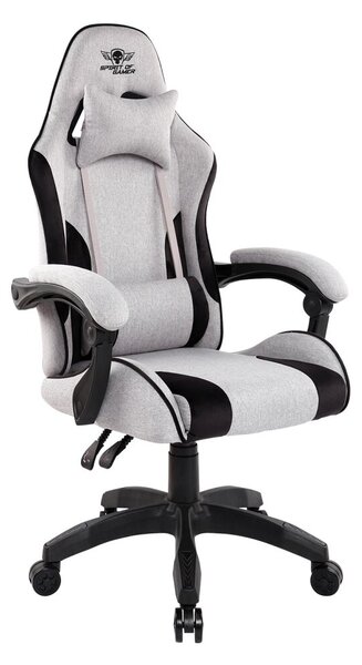 Spirit of Gamer szék, ARENA Light Grey (állítható magasság; párnázott kartámasz; PU; max.120kg-ig, világos-szürke)