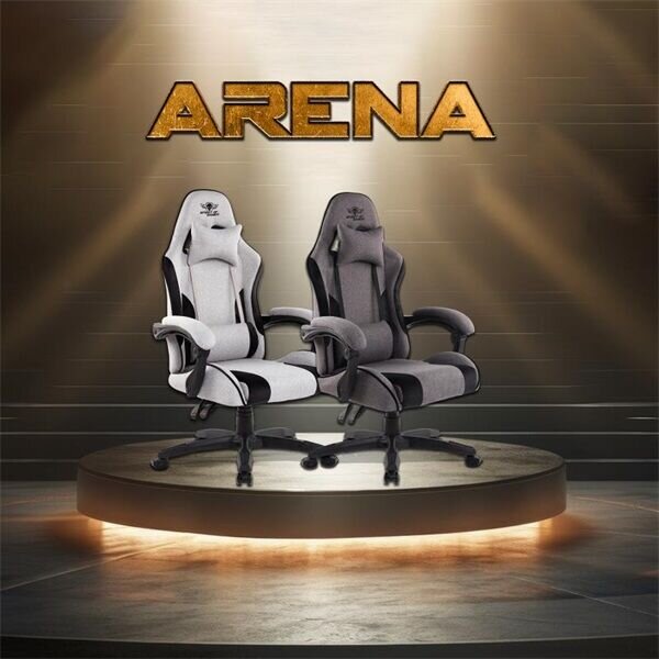 Spirit of Gamer szék, ARENA Light Grey (állítható magasság; párnázott kartámasz; PU; max.120kg-ig, világos-szürke)