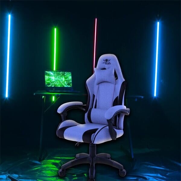 Spirit of Gamer szék, ARENA Light Grey (állítható magasság; párnázott kartámasz; PU; max.120kg-ig, világos-szürke)