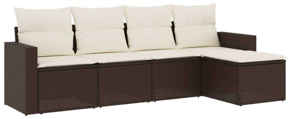 Polyrattan Kerti Ülőgarnitúra - 5 részes - Barna