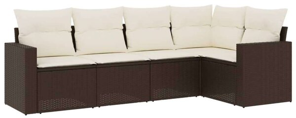 Polyrattan Kerti Ülőgarnitúra - 5 részes - Barna