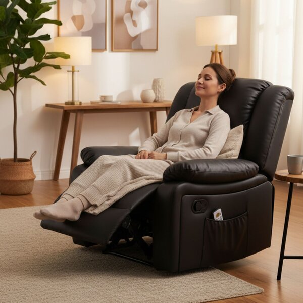 Pepita COMFORT XXL dönthető Masszázsfotel 8 masszázspont, melegítő funkció, távirányító - Fekete
