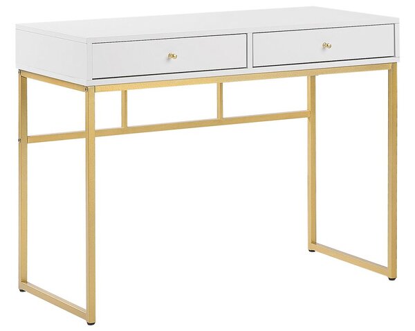Konzolasztal DAPHNE Fehér/arany 100 cm 48 cm fiókokkal