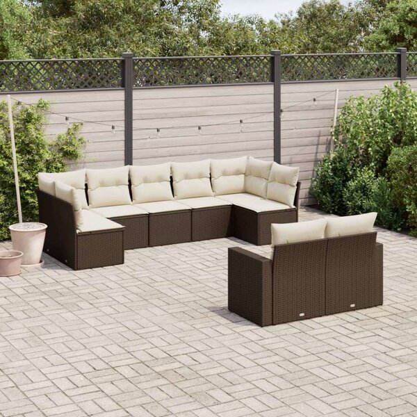 VidaXL 9 részes barna polyrattan kerti ülőgarnitúra párnákkal