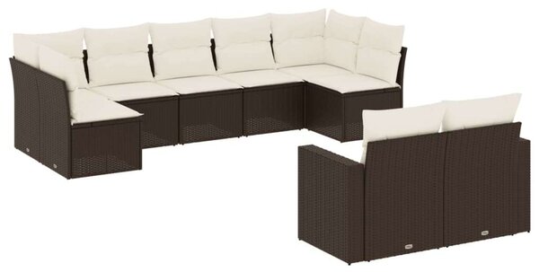VidaXL 9 részes barna polyrattan kerti ülőgarnitúra párnákkal