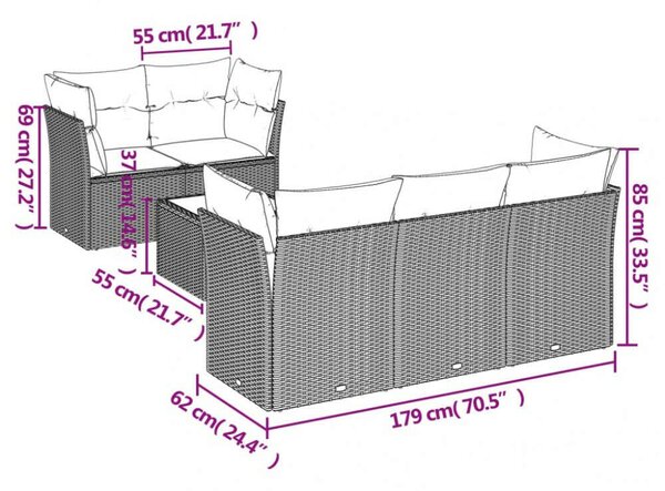 VidaXL Polyrattan Kerti Ülőgarnitúra - 6 részes - Bézs